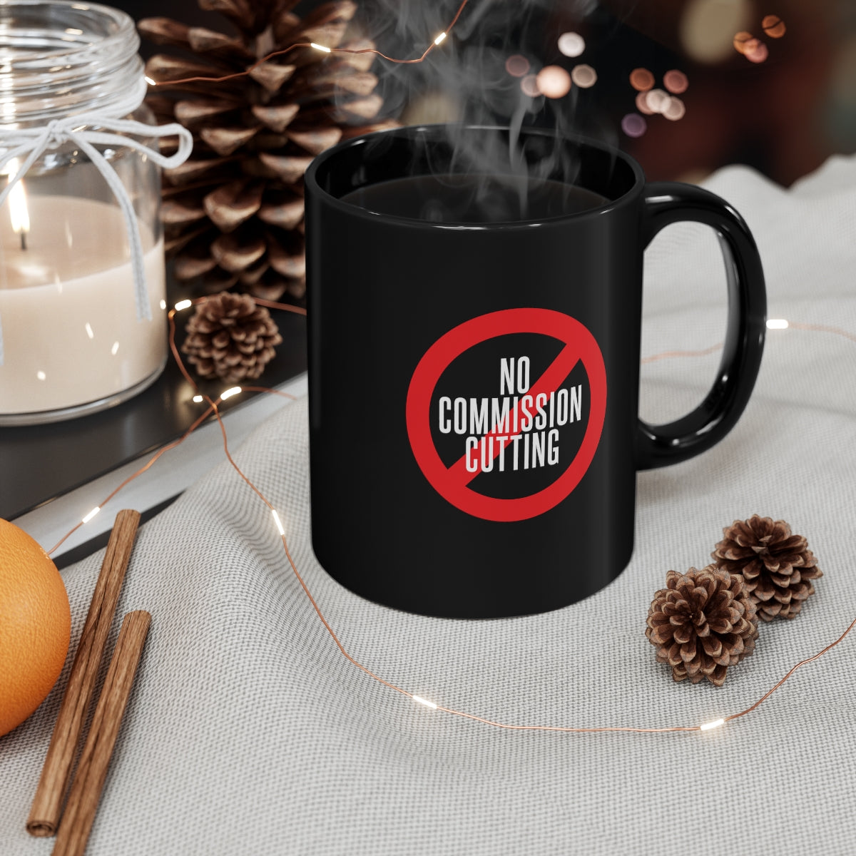 No Commission Cutting 11oz Black Coffee Mug