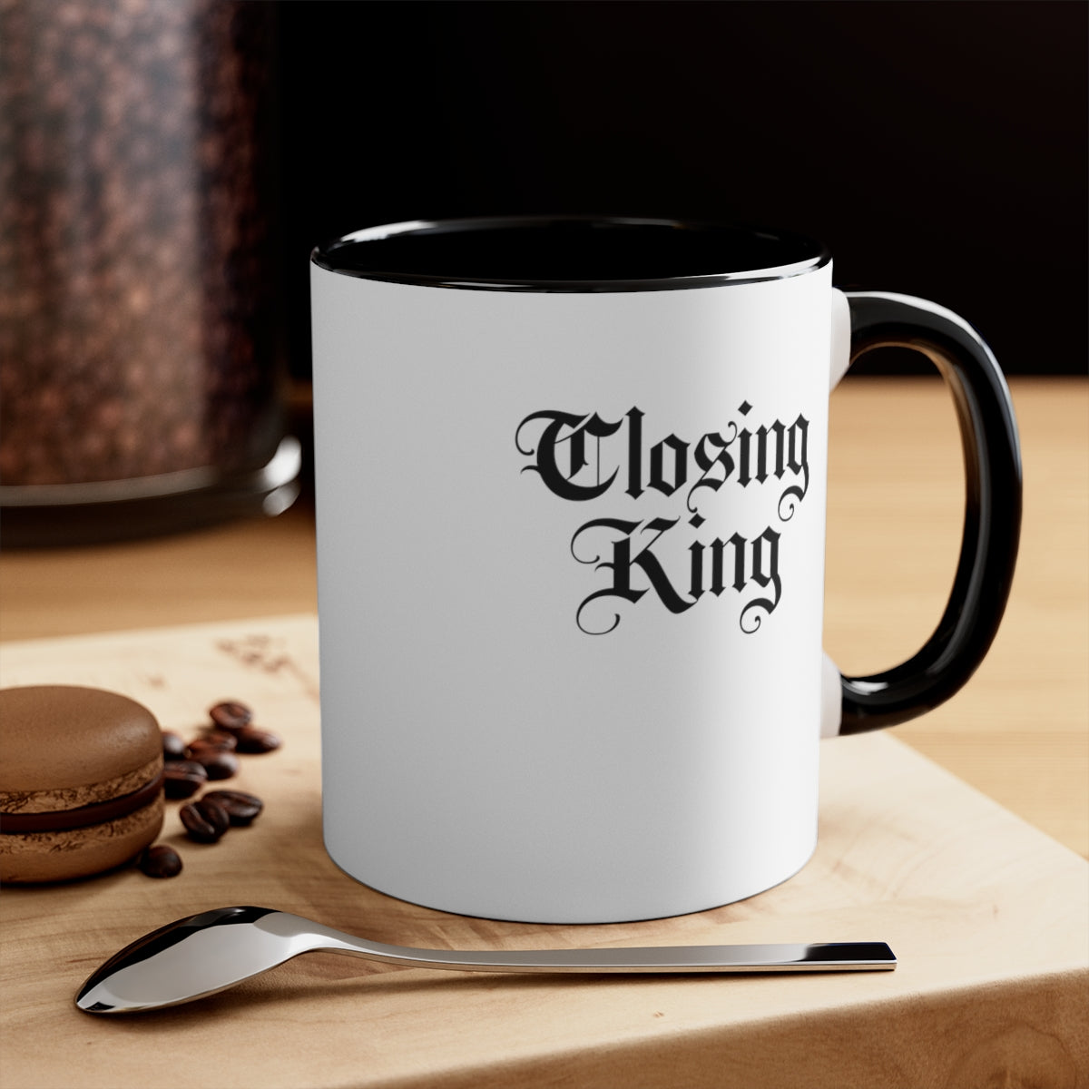 Closing King 11oz White with Black Accent Coffee Mug