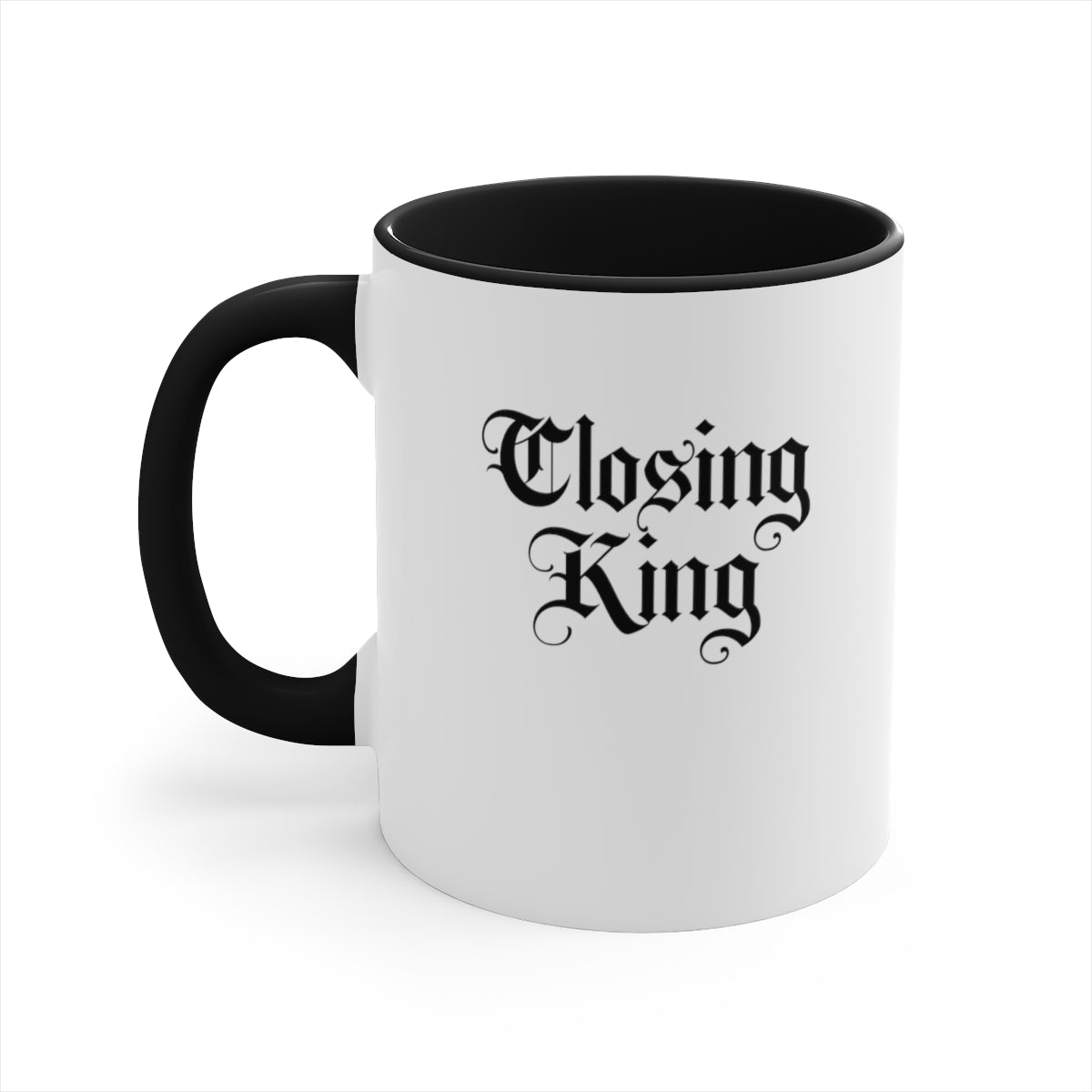 Closing King 11oz White with Black Accent Coffee Mug