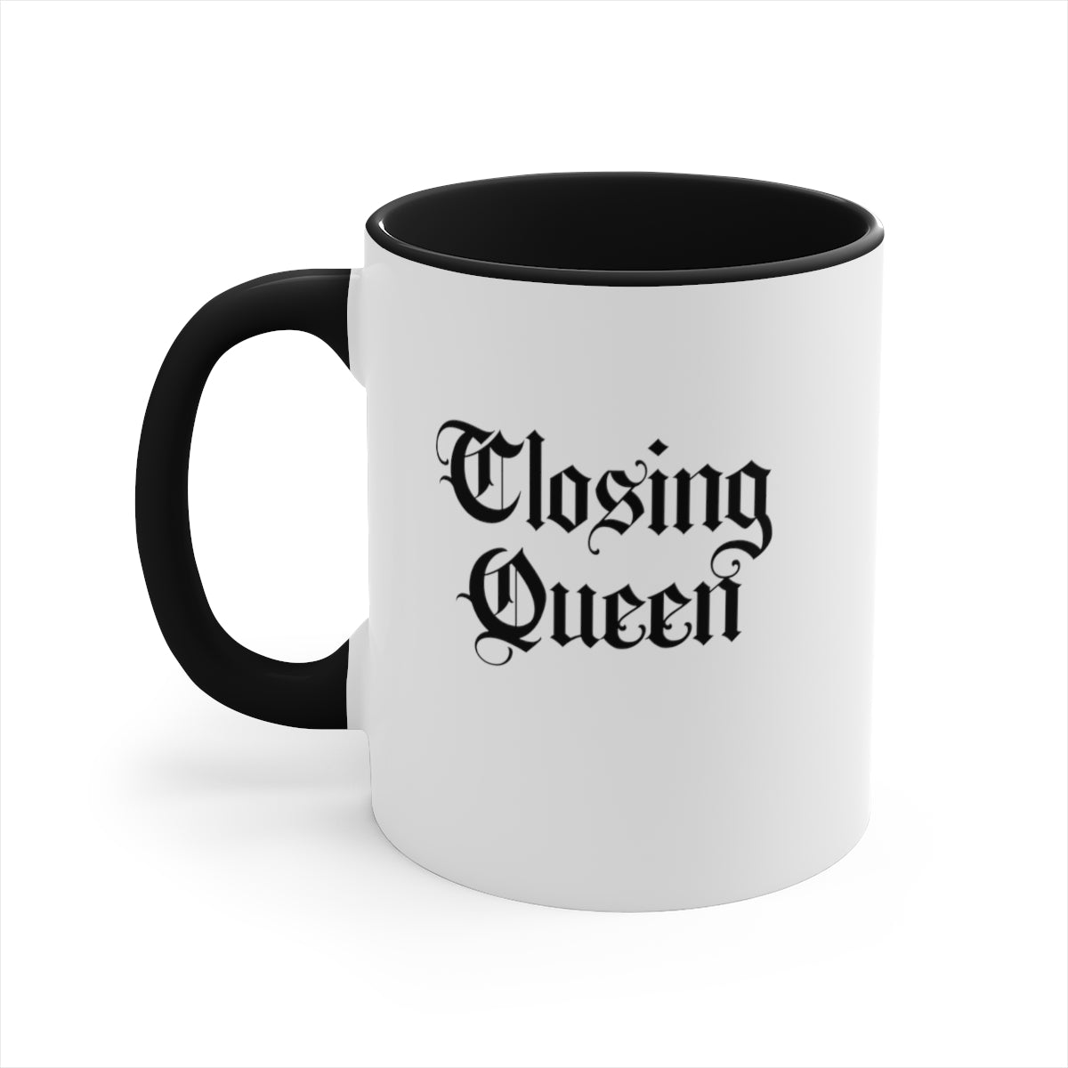 Closing Queen 11oz White with Black Accent Coffee Mug