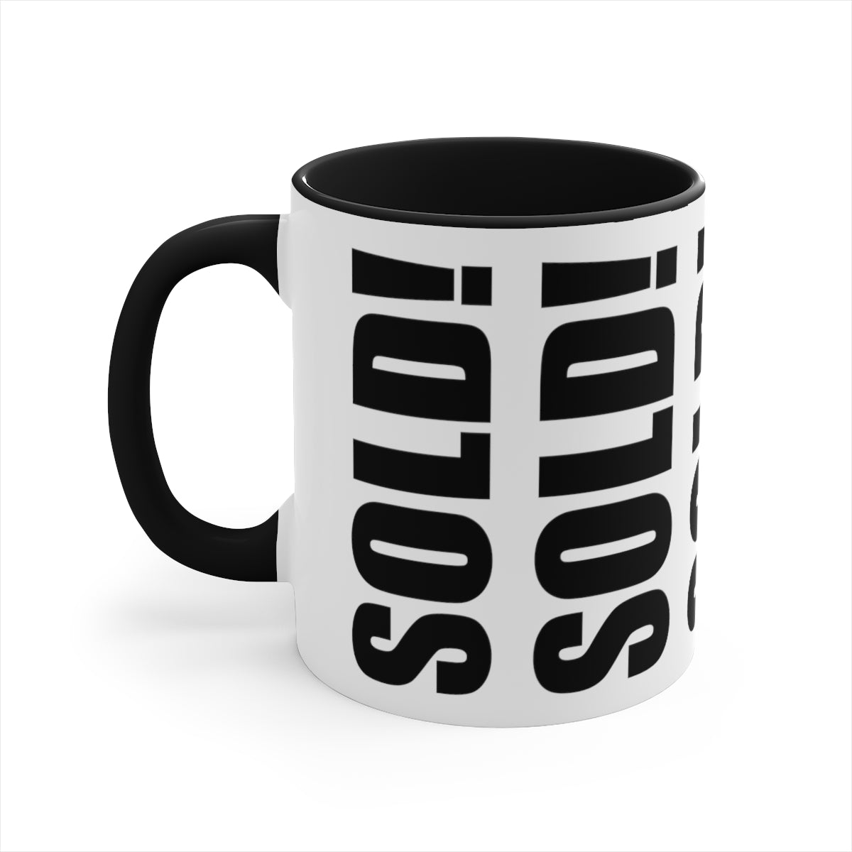 SOLD! SOLD! SOLD! 11oz White with Black Accent Coffee Mug