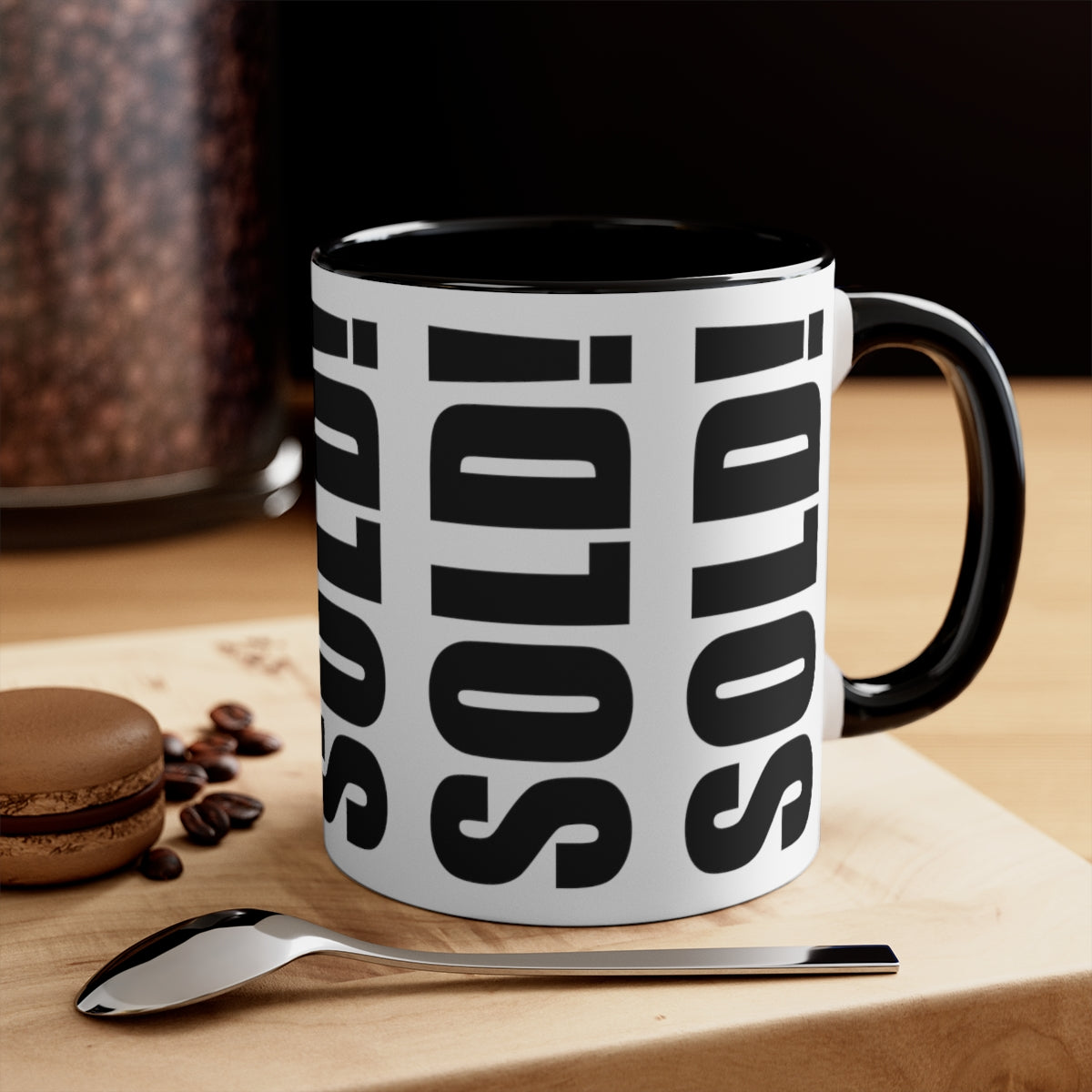 SOLD! SOLD! SOLD! 11oz White with Black Accent Coffee Mug